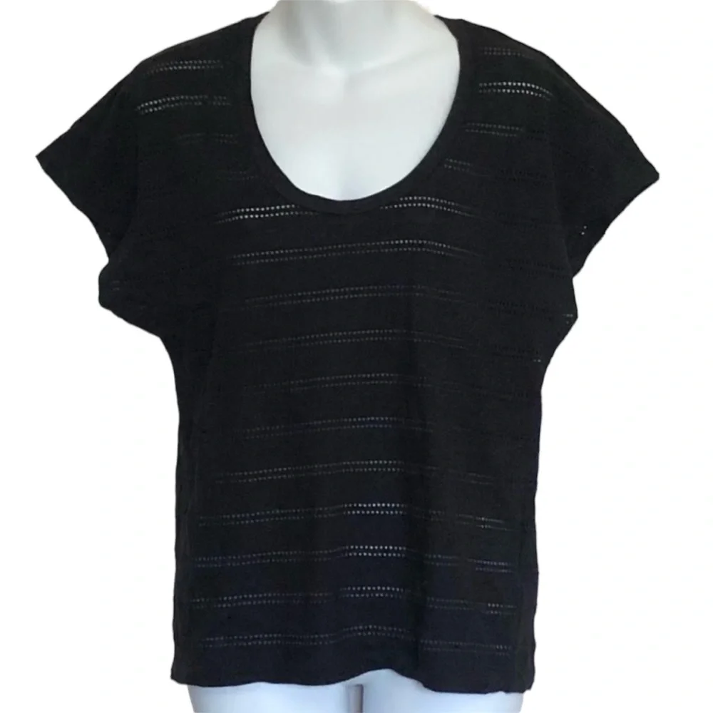 & Other Stories Black Perforated Top Sz 8